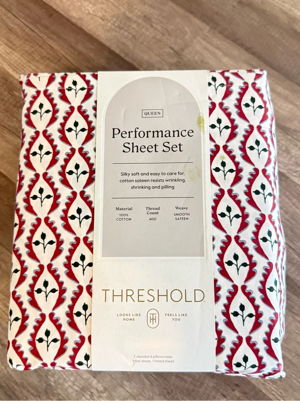 Threshold 400 Thread Performance Sheet Woodblock Leaf * NEW
